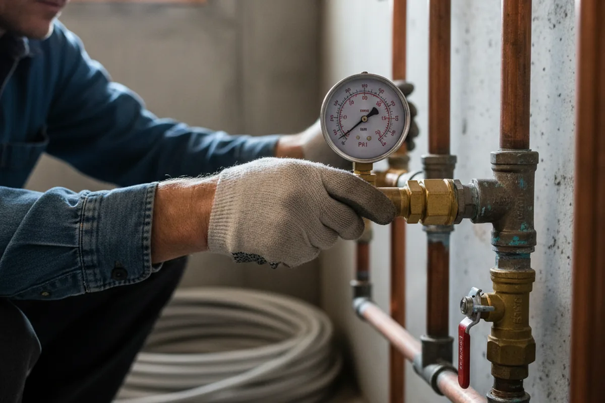 Pressure testing a repaired line during Water Line Repair in Monroeville